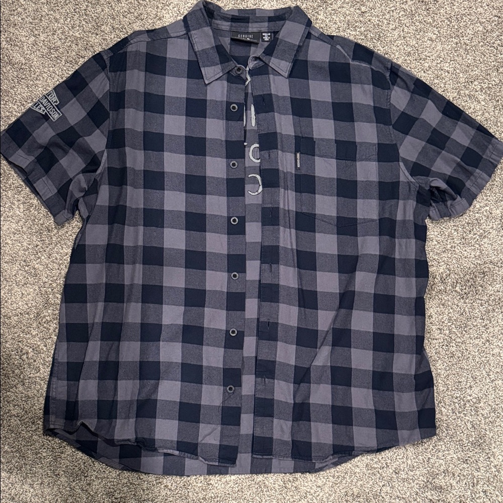 Harley-Davidson Navy and Charcoal Plaid Shirt